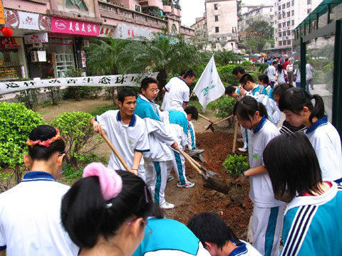 春风行动----团员干部到怡乐路参加植树活动